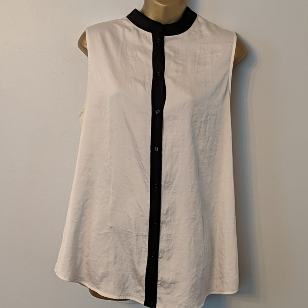 Anne Klein white black blouse size xl